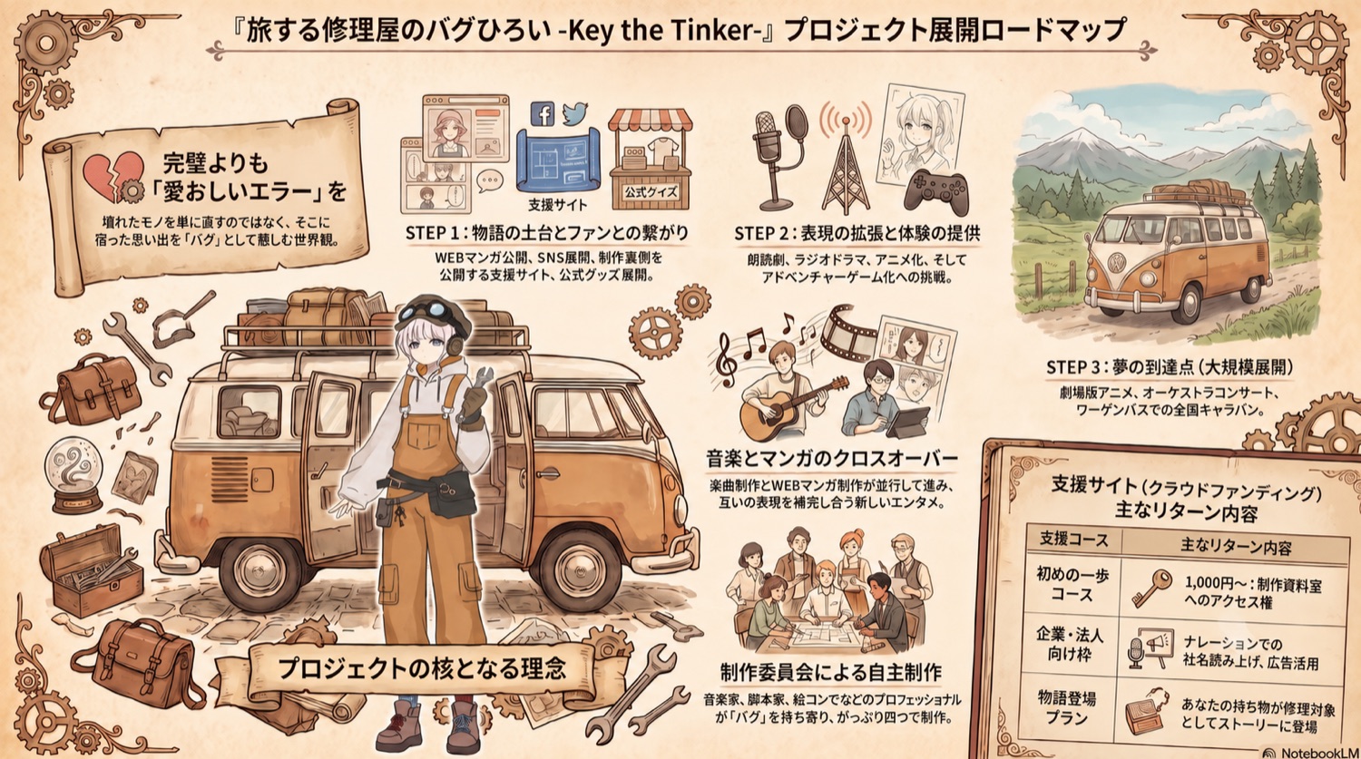 『旅する修理屋のバグひろい -Key the Tinker-』プロジェクト展開ロードマップ